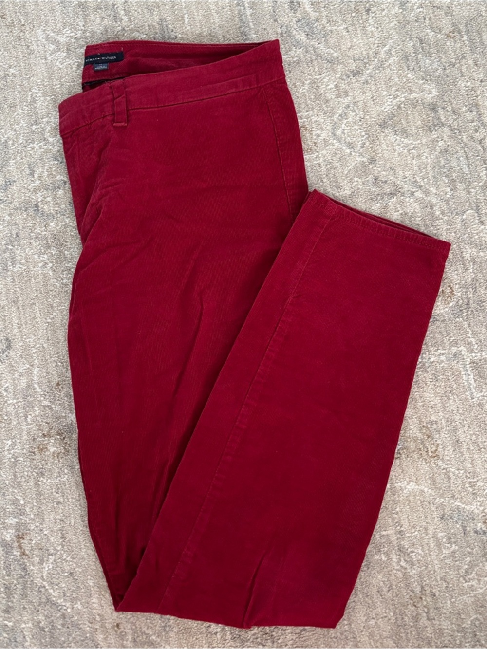 Tommy Hilfiger Women's Deep Red Straight-Leg Corduroy Pants